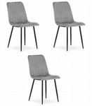 Ciemnoszare krzesła tapicerowane LAVA (3 sztuki) - Welurowe szare krzesła do salonu