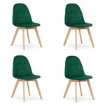 Welurowe krzesła do kuchni butelkowa zieleń BORA (komplet 4 sztuk) - Zielone krzesła