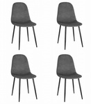Komplet 4 prostych krzeseł do kuchni COMO - Czarne tapicerowane krzesła z aksamitu