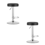 Stołki barowe z ekoskóry ROJST - Tapicerowane hokery z regulacją wysokości i podstawą chrom x2