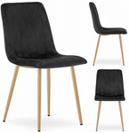 Nowoczesne czarne krzesło LAVA tapicerowane z aksamitu na jasnych nogach