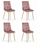 Różowe krzesła LIBRA na jasnych nogach (4 sztuki) - Tapicerowane krzesła pudrowy róż