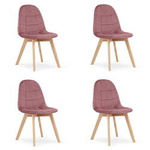 Różowe krzesła tapicerowane z aksamitu BORA (komplet 4 sztuk) - Krzesła do jadalni