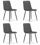 Ciemnoszare krzesła pikowane z aksamitu KARA (4szt) - Tapicerowane krzesła welurowe