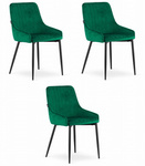 Tapicerowane welurowe krzesła z bokami MONZA w kolorze butelkowa zieleń (3 sztuki)