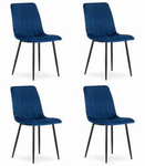 Granatowe krzesła tapicerowane LAVA (4 sztuki) - Niebieskie krzesła z czarnymi nóżkami