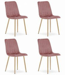 Różowe krzesła tapicerowane LAVA (4 sztuki) - Welurowe krzesła do jadalni pudrowy róż