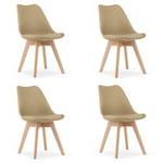 Krzesła MARK z tworzywa - Skandynawskie, plastikowe krzesła z poduszką ciemny beż x4