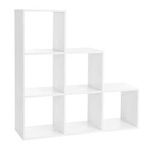 Biały regał schodkowy do salonu - Mały regał komorowy na książki - VASAGLE LBC63WT