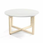 Okrągły skandynawski stolik kawowy na drewnianym stelażu [średnica 80 cm] STK-CROSSDES-80