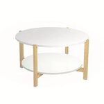 Stolik kawowy okrągły z półką nowoczesny drewniany stelaż [średnica 80 cm] STK-NLEVEL2