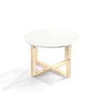 Stolik kawowy okrągły minimalistyczny na drewnianym stelażu [średnica 68 cm] STK-CROSSDES-68