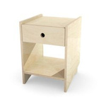 Stolik nocny skandynawski z naturalnej sklejki z szufladą i półką / 39 x 39 cm, wys. 50 cm / N-PIN2