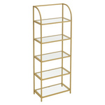 Złoty szklany regał do salonu Glamour - Metalowa 5-poziomowa połka - VASAGLE LGT051A61
