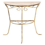 Stolik przyścienny półokrągły szklany CHARM / konsola do przedpokoju metalowa ze szklanym blatem / wys. 65 cm