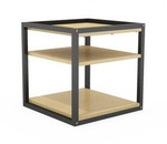 Stolik kawowy industrialny z trzema blatami z forniru lub sklejki / miniregał [50x50x50 cm] STK-MINIDES2-PRO