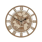 Dekoracyjny, okrągły zegar ścienny RÓŻA w  naturalnej drewnianej kolorystyce, marka ORNAMENTI