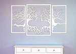 DEKORACYJNY TRYPTYK AŻUROWY, TWARZE, DRZEWO, DEKORACJA ŚCIENNA 3D, ORNAMENT, 70 x 120 cm, BIAŁY
