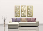DEKORACYJNE PANELE AŻUROWE, ZESTAW 3 DEKORÓW,  LOTOS STYLE, DEKORACJA ŚCIENNA 3D, 90 x 126 cm, ZŁOTY