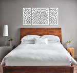 DEKORACYJNY TRYPTYK AŻUROWY, MAROKAŃSKI, ORIENTALNY STYL,  DEKORACJA ŚCIENNA 3D, ORNAMENT,70 x 140 cm, BIAŁY