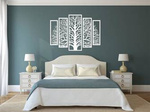 3D AŻUROWA DEKORACJA ŚCIENNA, DRZEWO ŻYCIA,  5 CZĘŚCI, PANELE AŻUROWE, BIAŁY
