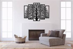 3D AŻUROWA DEKORACJA ŚCIENNA, DRZEWO ŻYCIA,  5 CZĘŚCI, PANELE AŻUROWE , CZARNY
