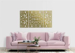 DEKORACYJNY TRYPTYK AŻUROWY, KWIATOWA ORNAMENTYKA, DEKORACJA ŚCIENNA 3D, 80 x 150 cm , ZŁOTY