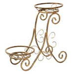 Kwietnik metalowy dekoracyjny retro ZAWILEC na 2 doniczki / stojak na kwiaty [wys. 60 cm]