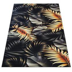 Dywan czarno złoty w liście nowoczesny BLACK and GOLD 06 - 80x150 cm