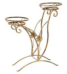 Kwietnik metalowy dekoracyjny retro FANTAZJA na 2 doniczki / stojak na kwiaty [wys. 80 cm]