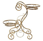 Kwietnik metalowy stojący FEERIA retro na 2 doniczki / stojak fantazyjny na kwiaty [wys. 67 cm]