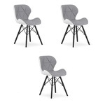 "Krzesło LAGO ekoskóra - szaro-białe / nogi czarne x 3"