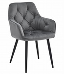 "Krzesło JORK - ciemny szary aksamit / nogi czarne x 2"