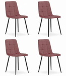 Różowe krzesła KARA - Nowoczesne, tapicerowane krzesła do jadalni (komplet 4)