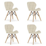 Komplet 4 beżowych krzeseł tapicerowanych jadalnianych - Beżowe krzesła welurowe