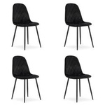 Welurowe krzesła ASTI - Proste, tapicerowane czarne krzesła do jadalni (komplet 4)