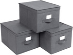 Szare pudełko tekstylne z pokrywą - Pojemnik tekstylny 3 sztuki - SONGMICS RFB03G
