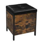 Industrialna pufa ze schowkiem - Drewniany kufer z siedziskiem - VASAGLE LSB50BX