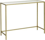 Konsola do przedpokoju - Złota konsola do salonu ze szklanym blatem VASAGLE LGT26G
