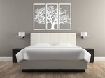 DEKORACYJNY TRYPTYK AŻUROWY, DRZEWO ŻYCIA, DEKORACJA ŚCIENNA 3D, ORNAMENT, 80 x 120 cm, BIAŁY