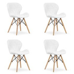 Tapicerowane białe krzesła z eko skóry LAGO - Nowoczesne krzesła do kuchni (4 sztuki)