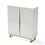 Szafka / komódka skandynawska biała z drewnianym stelażem [wys. 124 cm, szer. 100 cm] SZ-EDGE1