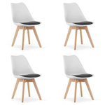 Skandynawskie białe krzesła z czarną poduszką MARK (4szt) - Krzesła z tworzywa