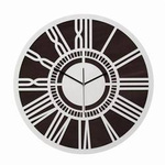 Nowoczesny zegar ścienny LOFTOWY wykonany z dwóch warstw sklejki, kolor biały, bejca wenge, ORNAMENTI
