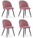 Tapicerowane krzesła BELLO - Ciemno-różowe krzesła pokryte aksamitem (komplet 4)