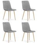 "Krzesło TURIN - jasny szary aksamit / nogi kolor drewna x 4"