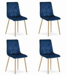 Granatowe krzesła welurowe LIBRA (4 sztuki) - Niebieskie krzesła tapicerowane do jadalni