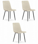 Welurowe krzesła TURIN - Nowoczesne, tapicerowane, beżowe krzesła z pikowaniem x3