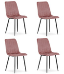 "Krzesło LAVA - różowy aksamit / nogi czarne x 4"