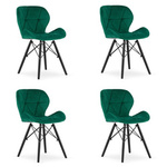 Nowoczesne zielone krzesła LAGO (4 sztuki) - Tapicerowane krzesła butelkowa zieleń